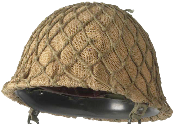 Filet de camouflage utilisé avec de la toile de jute.