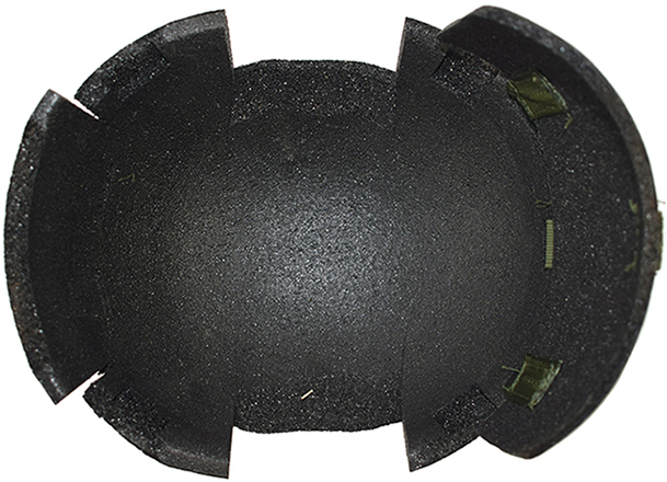 Fond de coiffe en plastique extrudé, vue intérieure. Fond de coiffe en plastique extrudé, vue intérieure.