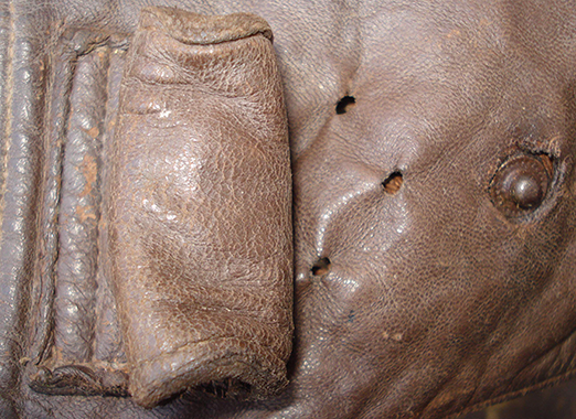 Volet en cuir couvrant les oreilles.