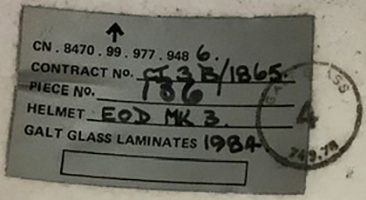 Étiquette d'un exemplaire daté de 1984. Étiquette d'un exemplaire daté de 1984.