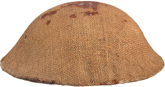 Couvre-casque en toile de jute. Couvre-casque en toile de jute.