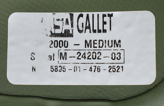 &Eacute;tiquettes du fabricant MSA Gallet.