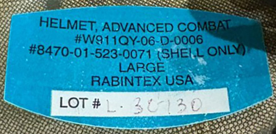 &Eacute;tiquette appliqu&eacute;e par Rabintex puis Armorsource.