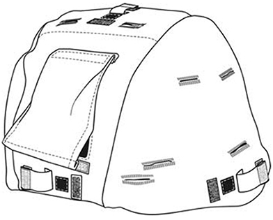 Sch&eacute;ma couvre-casque non r&eacute;versible avec dispositif IFF.