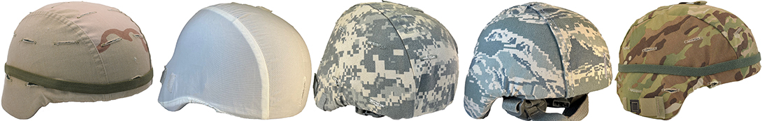 Exemples de couvre-casques employ&eacute;s avec le casque ACH.