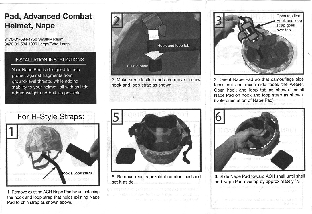 Notice, Pad, Advanced Combat Helmet, Nape.