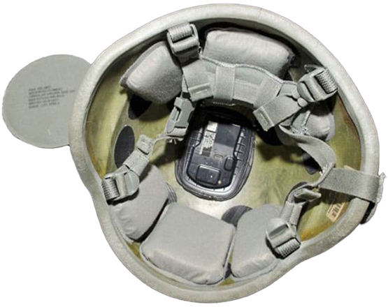 Casque ACH &eacute;quip&eacute; d'un capteur TBI.