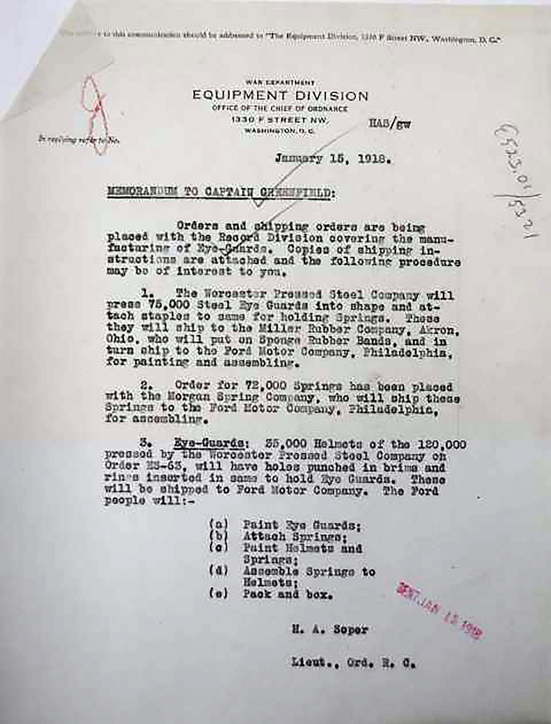 Ordre de production du dispositif de protection Wilmer.