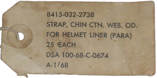 Etiquette d'un lot de 25 mentonnières. Etiquette d'un lot de 25 mentonnières.