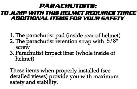 Instructions de pose du kit pour saut en parachute. Instructions de pose du kit pour saut en parachute.