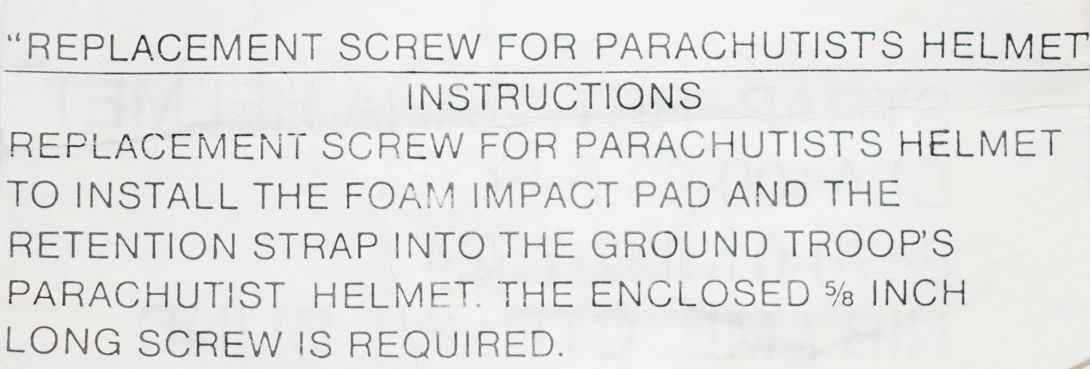 Instructions de pose du kit pour saut en parachute. Instructions de pose du kit pour saut en parachute.